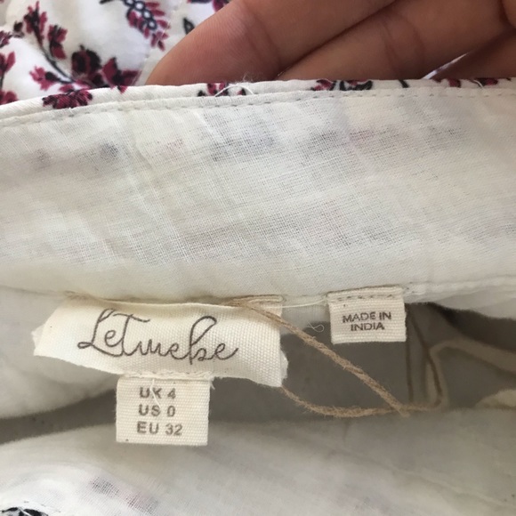 NWT Anthropologie Quilted Floral Prairie Cottagecore Midi Circle Skirt Cream 0 - Picture 5 of 12